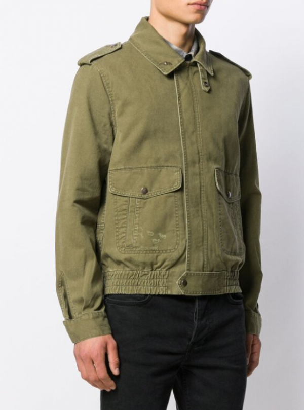 Jaket Aviator dengan Detail Kancing di Saku